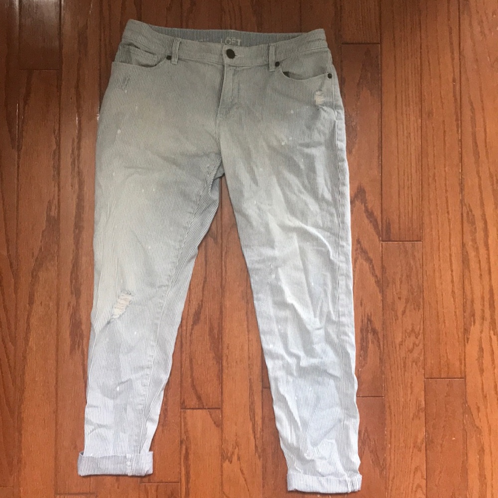 Distressed denim pants